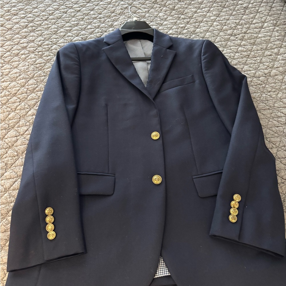 Stafford Dark Blue Blazer with Gold Accents